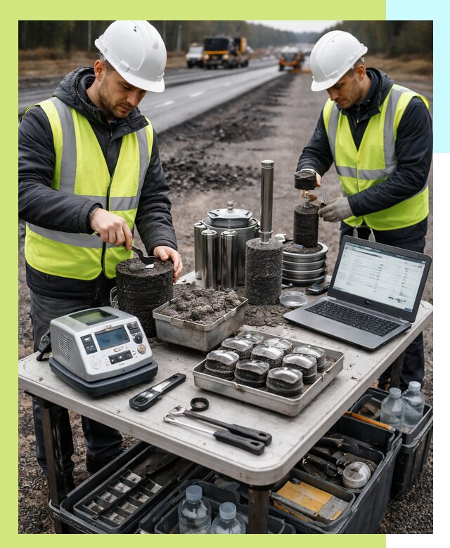 Сертификация асфальта: испытания и подтверждение в Колпине