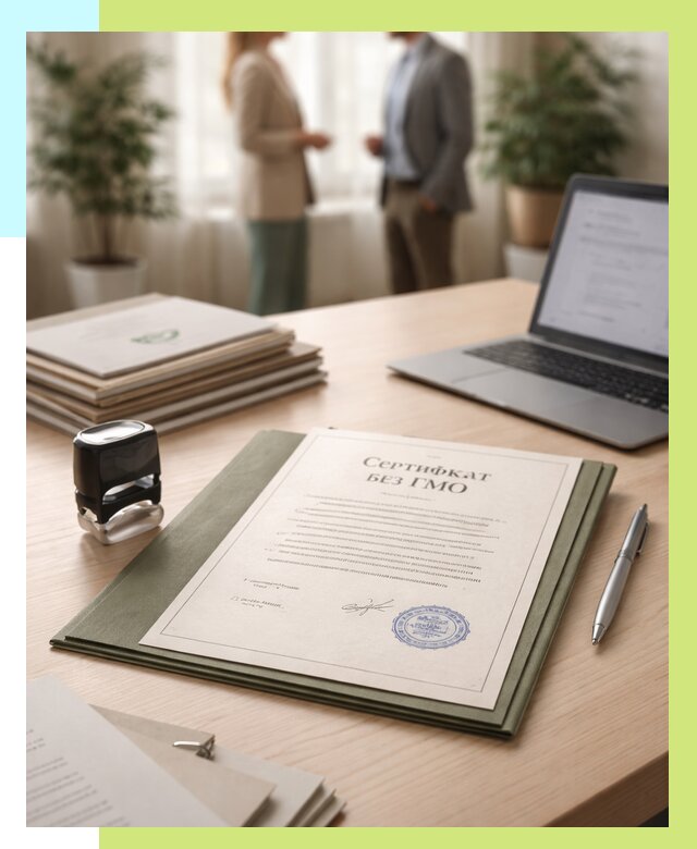 Сертификат без ГМО в Колпине от 7736 р. оформить срочно Алешин-Клп