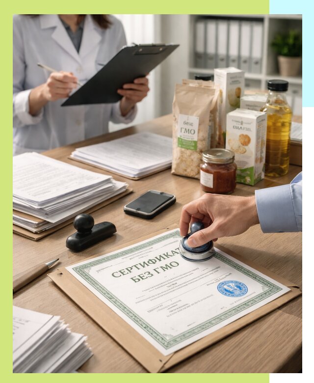 Получение сертификата Без ГМО для продукции в Колпине